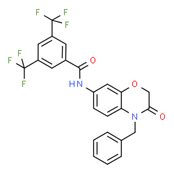 ChemSpider 2D Image | N-(4-Benzyl-3-oxo-3,4-dihydro-2H-1,4-benzoxazin-7-yl)-3,5-bis(trifluoromethyl)benzamide | C24H16F6N2O3