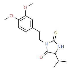 ChemSpider 2D Image | 3-[2-(3,4-Dimethoxyphenyl)ethyl]-5-isopropyl-2-thioxo-4-imidazolidinone | C16H22N2O3S
