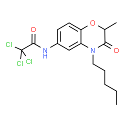 ChemSpider 2D Image | 2,2,2-Trichloro-N-(2-methyl-3-oxo-4-pentyl-3,4-dihydro-2H-1,4-benzoxazin-6-yl)acetamide | C16H19Cl3N2O3
