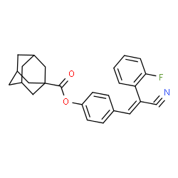 ChemSpider 2D Image | 4-[(E)-2-Cyano-2-(2-fluorophenyl)vinyl]phenyl 1-adamantanecarboxylate | C26H24FNO2