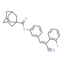 ChemSpider 2D Image | 3-[(E)-2-Cyano-2-(2-fluorophenyl)vinyl]phenyl 1-adamantanecarboxylate | C26H24FNO2