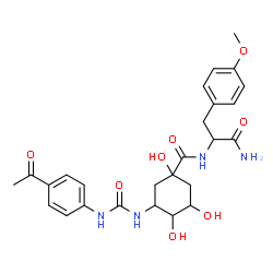 ChemSpider 2D Image | Nalpha-[(3-{[(4-Acetylphenyl)carbamoyl]amino}-1,4,5-trihydroxycyclohexyl)carbonyl]-O-methyltyrosinamide | C26H32N4O8