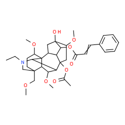 ChemSpider 2D Image | 8-Acetoxy-20-ethyl-13-hydroxy-1,6,16-trimethoxy-4-(methoxymethyl)aconitan-14-yl 3-phenylacrylate | C36H49NO9