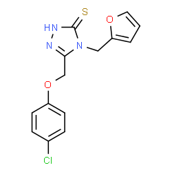 ChemSpider 2D Image | 5-[(4-Chlorophenoxy)methyl]-4-(2-furylmethyl)-2,4-dihydro-3H-1,2,4-triazole-3-thione | C14H12ClN3O2S