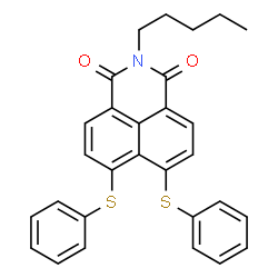 ChemSpider 2D Image | 2-Pentyl-6,7-bis(phenylsulfanyl)-1H-benzo[de]isoquinoline-1,3(2H)-dione | C29H25NO2S2
