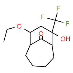 ChemSpider 2D Image | 9-Ethoxy-7-hydroxy-7-(trifluoromethyl)bicyclo[4.3.1]decan-10-one | C13H19F3O3