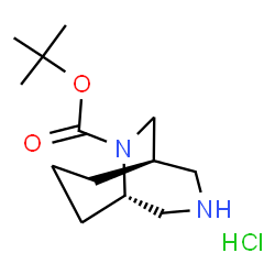 ChemSpider 2D Image | 2-Methyl-2-propanyl (1S,5R)-3,9-diazabicyclo[3.3.2]decane-9-carboxylate hydrochloride (1:1) | C13H25ClN2O2