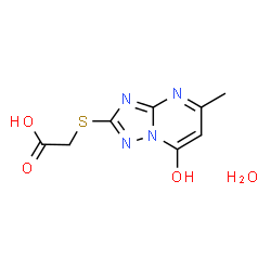 ChemSpider 2D Image | [(7-Hydroxy-5-methyl[1,2,4]triazolo[1,5-a]pyrimidin-2-yl)sulfanyl]acetic acid hydrate (1:1) | C8H10N4O4S