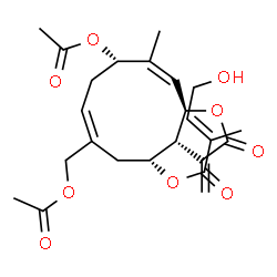 ChemSpider 2D Image | (3aR,4R,6E,9S,10Z,11aR)-9-Acetoxy-6-(acetoxymethyl)-10-methyl-3-methylene-2-oxo-2,3,3a,4,5,8,9,11a-octahydrocyclodeca[b]furan-4-yl (2E)-4-hydroxy-2-methyl-2-butenoate | C24H30O9