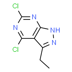 ChemSpider 2D Image | 4,6-Dichloro-3-ethyl-1H-pyrazolo[3,4-d]pyrimidine | C7H6Cl2N4