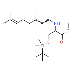 ChemSpider 2D Image | Methyl O-[dimethyl(2-methyl-2-propanyl)silyl]-N-[(2E)-3,7-dimethyl-2,6-octadien-1-yl]serinate | C20H39NO3Si
