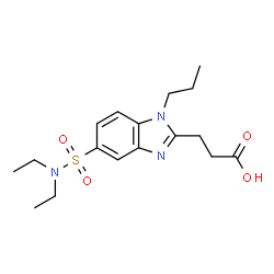 ChemSpider 2D Image | 3-[5-(Diethylsulfamoyl)-1-propyl-1H-benzimidazol-2-yl]propanoic acid | C17H25N3O4S