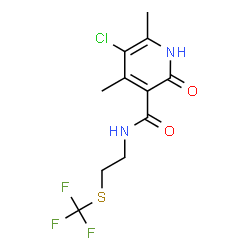 ChemSpider 2D Image | 5-Chloro-4,6-dimethyl-2-oxo-N-{2-[(trifluoromethyl)sulfanyl]ethyl}-1,2-dihydro-3-pyridinecarboxamide | C11H12ClF3N2O2S