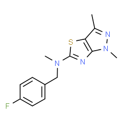 ChemSpider 2D Image | N-(4-Fluorobenzyl)-N,1,3-trimethyl-1H-pyrazolo[3,4-d][1,3]thiazol-5-amine | C14H15FN4S
