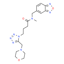 ChemSpider 2D Image | N-(2,1,3-Benzoxadiazol-5-ylmethyl)-N-methyl-4-[5-(4-morpholinylmethyl)-1H-tetrazol-1-yl]butanamide | C18H24N8O3