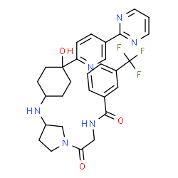 ChemSpider 2D Image | N-{2-[3-({4-Hydroxy-4-[5-(2-pyrimidinyl)-2-pyridinyl]cyclohexyl}amino)-1-pyrrolidinyl]-2-oxoethyl}-3-(trifluoromethyl)benzamide | C29H31F3N6O3