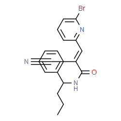 ChemSpider 2D Image | (2E)-3-(6-Bromo-2-pyridinyl)-2-cyano-N-(1-phenylbutyl)acrylamide | C19H18BrN3O