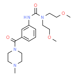 ChemSpider 2D Image | 1,1-Bis(2-methoxyethyl)-3-{3-[(4-methyl-1-piperazinyl)carbonyl]phenyl}urea | C19H30N4O4