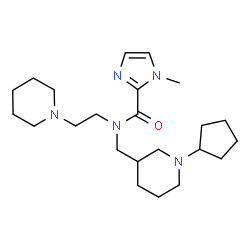 ChemSpider 2D Image | N-[(1-Cyclopentyl-3-piperidinyl)methyl]-1-methyl-N-[2-(1-piperidinyl)ethyl]-1H-imidazole-2-carboxamide | C23H39N5O
