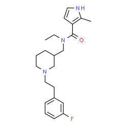 ChemSpider 2D Image | N-Ethyl-N-({1-[2-(3-fluorophenyl)ethyl]-3-piperidinyl}methyl)-2-methyl-1H-pyrrole-3-carboxamide | C22H30FN3O