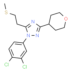 ChemSpider 2D Image | 1-(3,4-Dichlorophenyl)-5-[2-(methylsulfanyl)ethyl]-3-(tetrahydro-2H-pyran-4-yl)-1H-1,2,4-triazole | C16H19Cl2N3OS