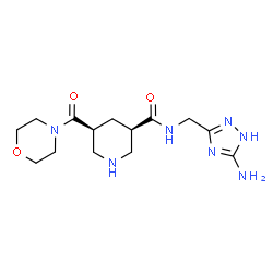 ChemSpider 2D Image | (3R,5S)-N-[(3-Amino-1H-1,2,4-triazol-5-yl)methyl]-5-(4-morpholinylcarbonyl)-3-piperidinecarboxamide | C14H23N7O3