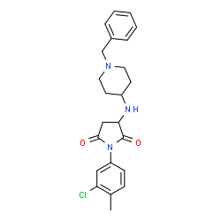 ChemSpider 2D Image | 3-[(1-Benzyl-4-piperidinyl)amino]-1-(3-chloro-4-methylphenyl)-2,5-pyrrolidinedione | C23H26ClN3O2