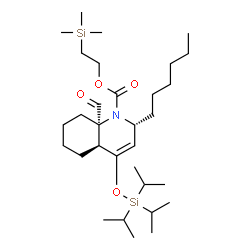 ChemSpider 2D Image | 2-(Trimethylsilyl)ethyl (2R,4aS,8aR)-8a-formyl-2-hexyl-4-[(triisopropylsilyl)oxy]-4a,5,6,7,8,8a-hexahydro-1(2H)-quinolinecarboxylate | C31H59NO4Si2