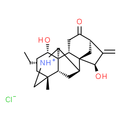 ChemSpider 2D Image | (1R,2R,5R,7R,8S,9R,10R,11S,13R,16S,17R)-11-Ethyl-7,16-dihydroxy-13-methyl-6-methylene-4-oxo-11-azoniahexacyclo[7.7.2.1~5,8~.0~1,10~.0~2,8~.0~13,17~]nonadecane chloride | C22H32ClNO3