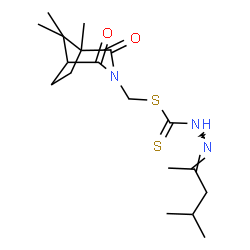 ChemSpider 2D Image | (1,8,8-Trimethyl-2,4-dioxo-3-azabicyclo[3.2.1]oct-3-yl)methyl (2E)-2-(4-methyl-2-pentanylidene)hydrazinecarbodithioate | C18H29N3O2S2