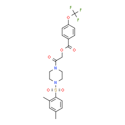 ChemSpider 2D Image | 2-{4-[(2,4-Dimethylphenyl)sulfonyl]-1-piperazinyl}-2-oxoethyl 4-(trifluoromethoxy)benzoate | C22H23F3N2O6S