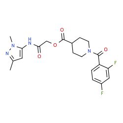 ChemSpider 2D Image | 2-[(1,3-Dimethyl-1H-pyrazol-5-yl)amino]-2-oxoethyl 1-(2,4-difluorobenzoyl)-4-piperidinecarboxylate | C20H22F2N4O4