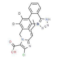ChemSpider 2D Image | 2-Butyl-4-chloro-1-{[2'-(1H-tetrazol-5-yl)(2,3,5,6-~2~H_4_)-4-biphenylyl]methyl}-1H-imidazole-5-carboxylic acid | C22H17D4ClN6O2