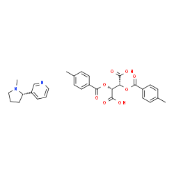 ChemSpider 2D Image | (2R,3R)-2,3-Bis[(4-methylbenzoyl)oxy]succinic acid - 3-[(2S)-1-methyl-2-pyrrolidinyl]pyridine (1:1) | C30H32N2O8