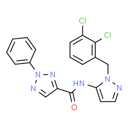 ChemSpider 2D Image | N-[1-(2,3-Dichlorobenzyl)-1H-pyrazol-5-yl]-2-phenyl-2H-1,2,3-triazole-4-carboxamide | C19H14Cl2N6O