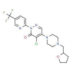 ChemSpider 2D Image | 4-Chloro-5-[4-(tetrahydro-2-furanylmethyl)-1-piperazinyl]-2-[5-(trifluoromethyl)-2-pyridinyl]-3(2H)-pyridazinone | C19H21ClF3N5O2