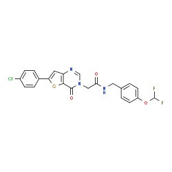 ChemSpider 2D Image | 2-[6-(4-Chlorophenyl)-4-oxothieno[3,2-d]pyrimidin-3(4H)-yl]-N-[4-(difluoromethoxy)benzyl]acetamide | C22H16ClF2N3O3S