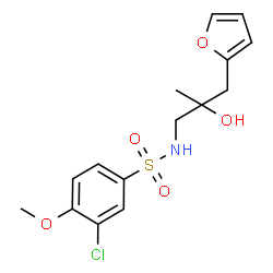 ChemSpider 2D Image | 3-Chloro-N-[3-(2-furyl)-2-hydroxy-2-methylpropyl]-4-methoxybenzenesulfonamide | C15H18ClNO5S