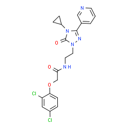 ChemSpider 2D Image | N-{2-[4-Cyclopropyl-5-oxo-3-(3-pyridinyl)-4,5-dihydro-1H-1,2,4-triazol-1-yl]ethyl}-2-(2,4-dichlorophenoxy)acetamide | C20H19Cl2N5O3