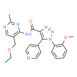 ChemSpider 2D Image | N-[5-(Ethoxymethyl)-2-methyl-4-pyrimidinyl]-1-(2-methoxyphenyl)-5-(4-pyridinyl)-1H-1,2,3-triazole-4-carboxamide | C23H23N7O3