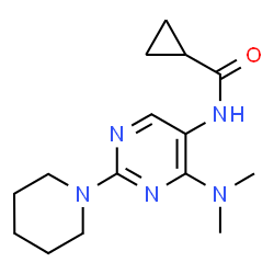 ChemSpider 2D Image | N-[4-(Dimethylamino)-2-(1-piperidinyl)-5-pyrimidinyl]cyclopropanecarboxamide | C15H23N5O