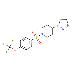 ChemSpider 2D Image | 4-(1H-1,2,3-Triazol-1-yl)-1-{[4-(trifluoromethoxy)phenyl]sulfonyl}piperidine | C14H15F3N4O3S