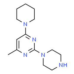 ChemSpider 2D Image | 4-Methyl-2-(1-piperazinyl)-6-(1-piperidinyl)pyrimidine | C14H23N5