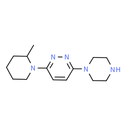 ChemSpider 2D Image | 3-(2-Methyl-1-piperidinyl)-6-(1-piperazinyl)pyridazine | C14H23N5