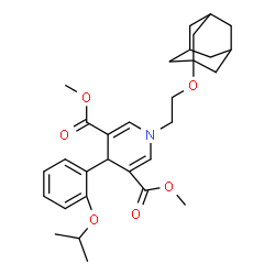 ChemSpider 2D Image | Dimethyl 1-[2-(adamantan-1-yloxy)ethyl]-4-(2-isopropoxyphenyl)-1,4-dihydro-3,5-pyridinedicarboxylate | C30H39NO6