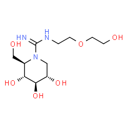 ChemSpider 2D Image | (2R,3R,4R,5S)-3,4,5-Trihydroxy-N-[2-(2-hydroxyethoxy)ethyl]-2-(hydroxymethyl)-1-piperidinecarboximidamide | C11H23N3O6