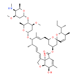 ChemSpider 2D Image | (1'R,2S,4'S,5S,6R,8'R,10'E,12'S,13'S,14'E,16'E,20'R,21'R,24'S)-6-[(2S)-2-Butanyl]-21',24'-dihydroxy-5,11',13',22'-tetramethyl-2'-oxo-5,6-dihydrospiro[pyran-2,6'-[3,7,19]trioxatetracyclo[15.6.1.1~4,8~.
0~20,24~]pentacosa[10,14,16,22]tetraen]-12'-yl 2,6-dideoxy-3-O-methyl-4-O-[2,4,6-trideoxy-3-O-methyl-4-(methylamino)-alpha-D-lyxo-hexopyranosyl]-alpha-L-arabino-hexopyranoside | C49H75NO13