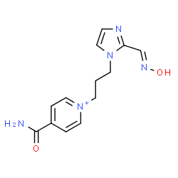 ChemSpider 2D Image | 4-Carbamoyl-1-(3-{2-[(E)-(hydroxyimino)methyl]-1H-imidazol-1-yl}propyl)pyridinium | C13H16N5O2