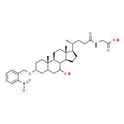 ChemSpider 2D Image | N-{(3alpha,7alpha,8xi)-7-Hydroxy-3-[(2-nitrobenzyl)oxy]-24-oxocholan-24-yl}glycine | C33H48N2O7