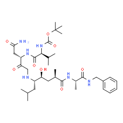 ChemSpider 2D Image | 2-Methyl-2-propanyl [(4S,7R,9S,10S,14S,17S)-14-(2-amino-2-oxoethyl)-9-hydroxy-10-isobutyl-4,7,18-trimethyl-3,6,13,16-tetraoxo-1-phenyl-2,5,11,15-tetraazanonadecan-17-yl]carbamate | C35H58N6O8
